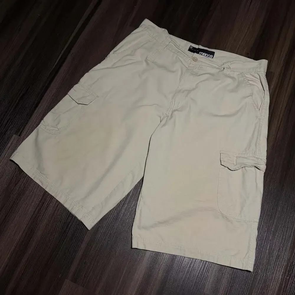 Mecca USA Vintage 100% Cotton Khaki Cargo Shorts Size 38